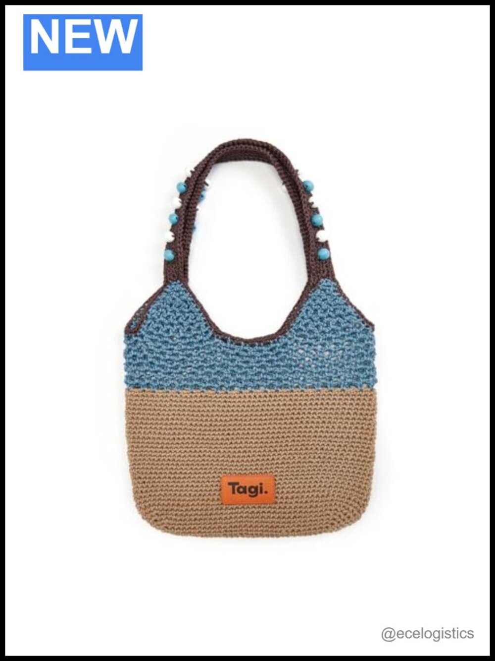 Handwoven Woven Shoulder Bag with Beaded Strap, Fits 13" Laptop, Linen & Leather